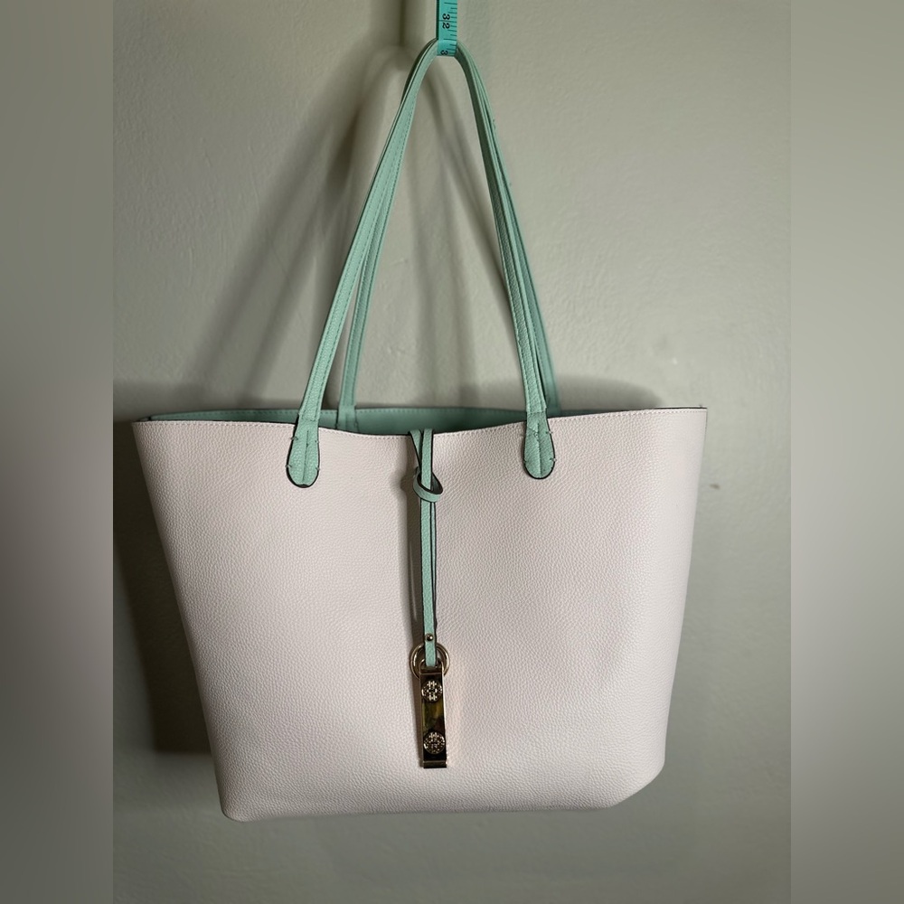 Reversible Fabriano Italia Crème & Blue Leather Tote Bag